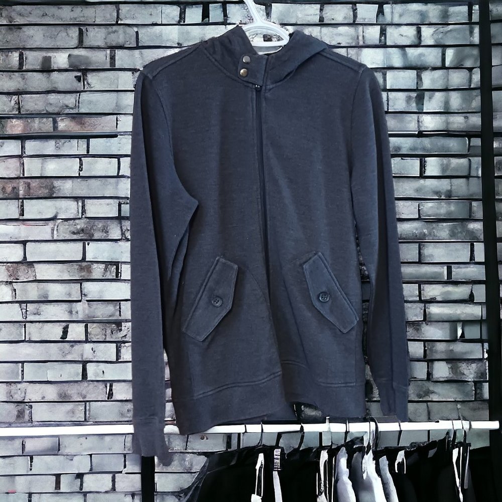 Men's Ike Behar Gray Sherpa Lined Hood Full Zip Hoodie Size S